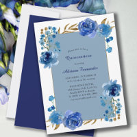 Quinceanera Floral Elegante de Rosa azul e folha D