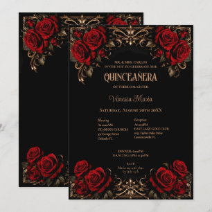 Convite Quinceanera Floral Halloween Gótico