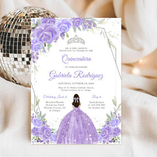 Convite Quinceanera Floral Invitation