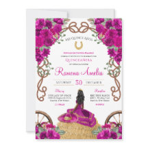 Quinceañera Floral Magenta Rosa Ranhura Ocidental