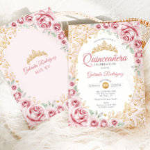 Quinceanera Floral Ouro Rosa