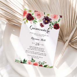 Convite Quinceañera Floral Primavera Púrpura Rosa-Rosa
