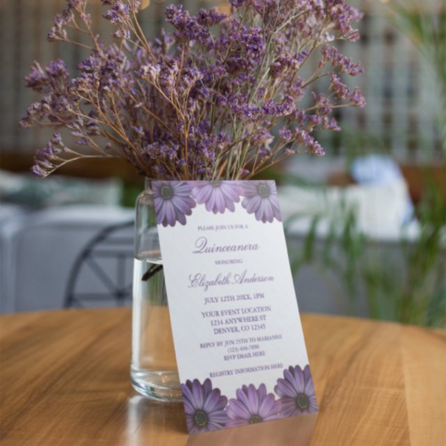 Convite Quinceanera Floral Puro (Criador carregado)