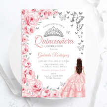 Quinceanera Floral Rosa-Rosa Silver