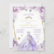 Quinceañera Floral Roxo em Espanhol