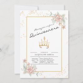 Convite Quinceañera Floral Script 15 Birthday