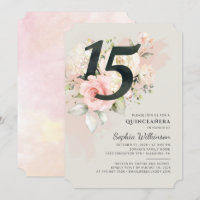 Quinceanera Floral Watercolor Festa de aniversário