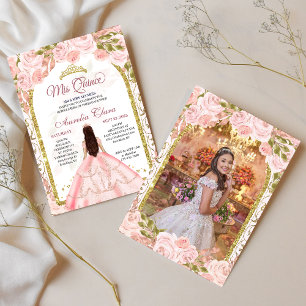 Convite Quinceanera, Foto do Arco da Princesa Floral Rosa 