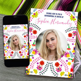 Convite Quinceanera Foto do Partido Fiesta Mexicano White