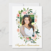 Quinceanera - Foto Floral Branco Cor-de-Água Rosa