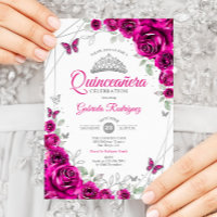 Quinceanera Fuchsia Floral Rosa