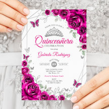 Quinceanera Fuchsia Floral Rosa