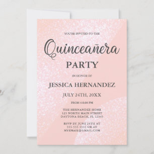 Convite Quinceañera Geométrica Cinza Rosa Moderna