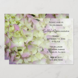 Convite Quinceanera - Hidrangea Flower Quase Rosa - Convid