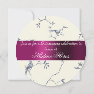 Convite Quinceanera Invitation, Burgundy e Ivory