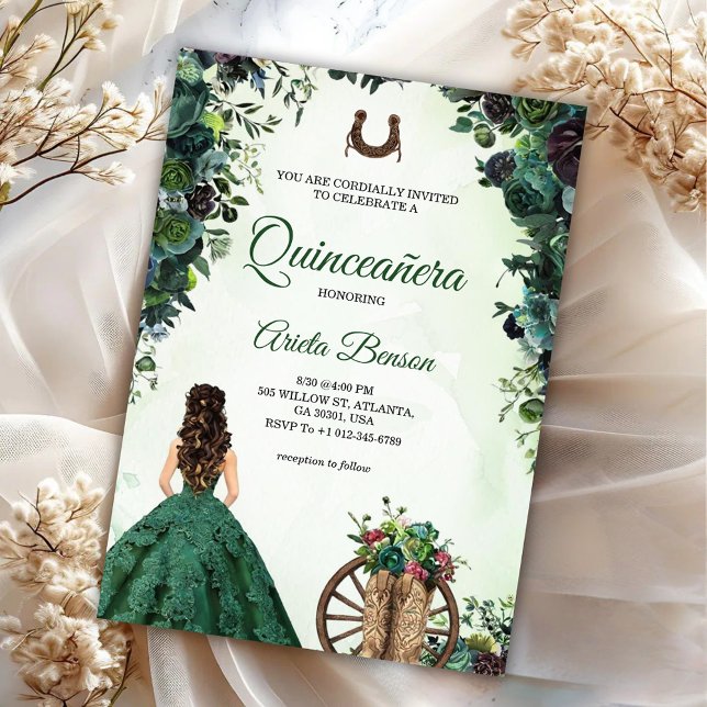 Convite Quinceañera invitation card featuring a girl  (Criador carregado)