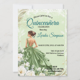 Convite  Quinceañera invitation Elegant Green