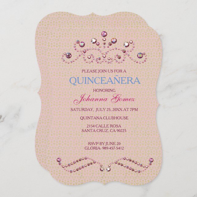 CONVITE QUINCEAÑERA INVITATION PRINCESS (Frente/Verso)