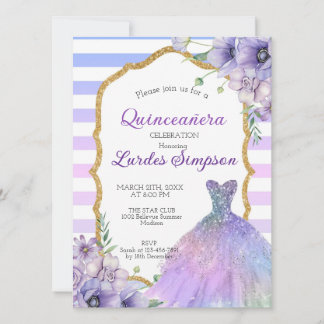 Convite  Quinceañera invitation shades of Purple