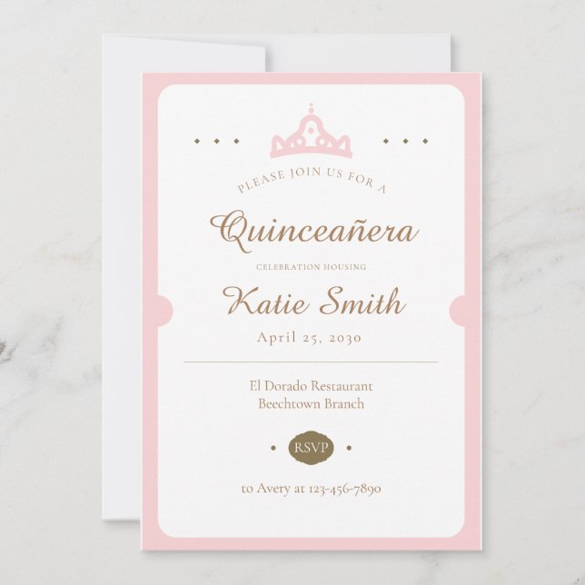 Convite Quinceanera Invitation Sweet 16 Mis Quince Anos (Frente)