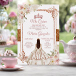 Convite Quinceanera Ivory Cooper Coroa Floral de Aniversár<br><div class="desc">Quinceanera Ivory Cooper Blush Floral Floral Birthday Crown Invitation Mis Quince Anos,  15 Birthday</div>