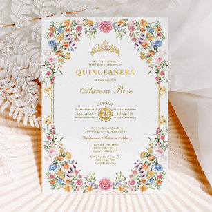 Convite Quinceanera - Jardim Floral de Flor Selvagem Color