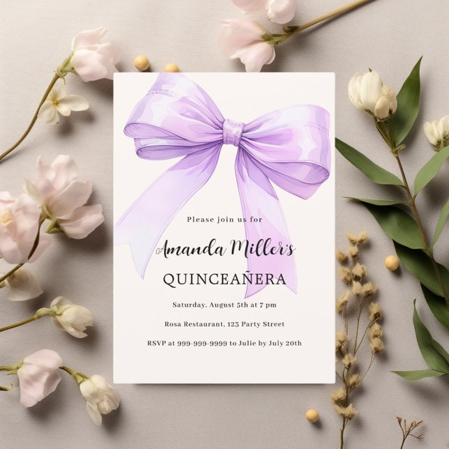 Convite Quinceanera lavanda arco elegante (Criador carregado)