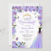 Quinceanera Lavanda Púrpura Borboleta Elegante Inv