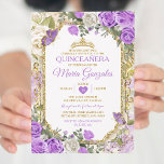 Convite Quinceañera Lilac e Dourada Coroa Mexicana<br><div class="desc">Quinceañera Lilac & Dourada Crown Mexicana Butterfly Convite Mis Quince 15 Anos,  16º Aniversário, </div>