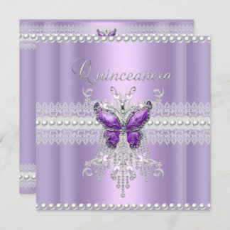 Convite Quinceanera Lilac Pearl Pearl Borboleta