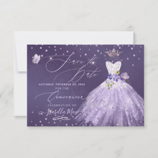 Convite Quinceanera Lilac Purple Glitter