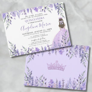 Convite Quinceañera Lilás Roxo Floral Princesa