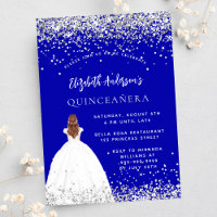 Quinceanera, luxo de roupas de prata azul real