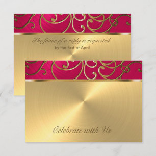 Convite Quinceanera Magenta - Rosa e Suportes de Filigrana