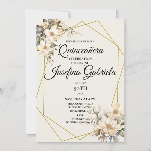 Convite Quinceañera Magnolias in bloom Invitation (Frente)