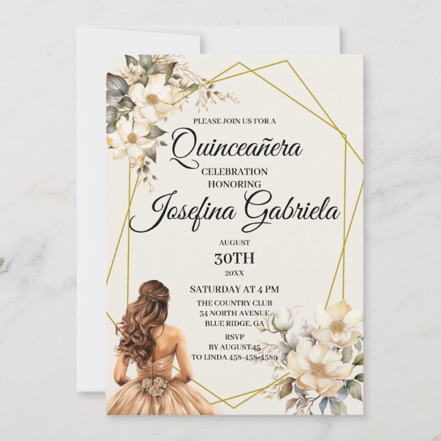 Convite Quinceañera Magnolias in bloom Invitation (Frente)