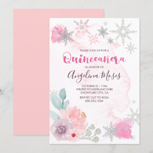 Convite Quinceanera, Maravilha de inverno Pink