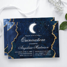 Convite Quinceanera Marble Celestial Azul