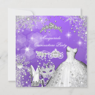 Convite Quinceanera Máscara Magica Carruagem de Princesa 2