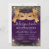 Quinceanera mascarada Máscara Roxo-Dourada