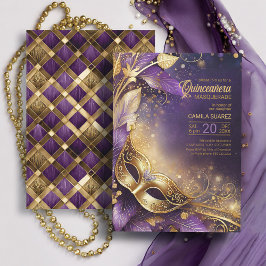 Convite Quinceanera Mascarada Purple ID1031