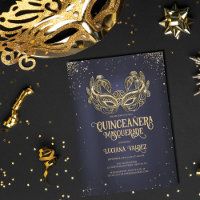 Quinceañera mascarada Sparkly Dourada brilhante