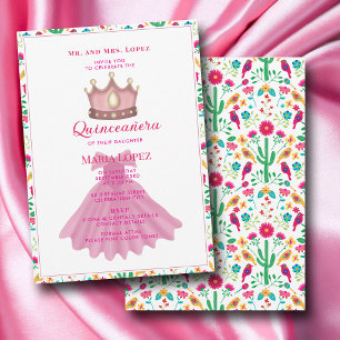 Convite Quinceañera Mexicana Aniversário de 15 anos Rosa P