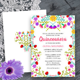 Convite Quinceanera Mexicana Fiesta Floral 15 Birthday