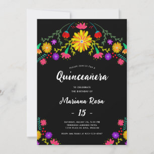 Convite Quinceanera Mexicana Fiesta Floral Birthday