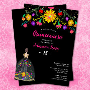 Convite Quinceanera Mexicana Fiesta Floral Birthday