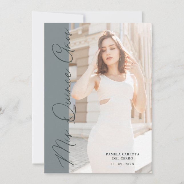 Convite Quinceañera Minimalist Photo Funny Typography (Frente)