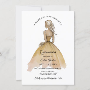 Convite Quinceañera minimalista elegante