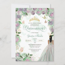 Quinceanera Mint Green Rosas Elegantes Borboleta I