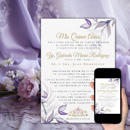 Convite Quinceañera Mis Quince Años Follaje Morado
